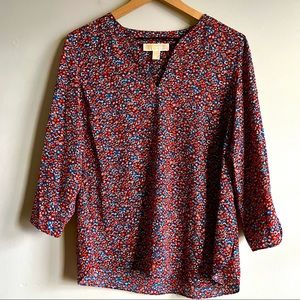 MICHAEL Michael Kors Retro Inspired Floral Print Blouse Size L